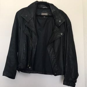 Real leather black moto jacket